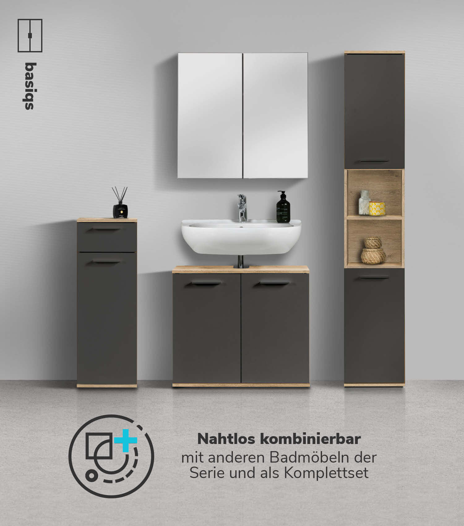 Armoire de salle de bain haute Badschrank rangement salle de bain Schrank