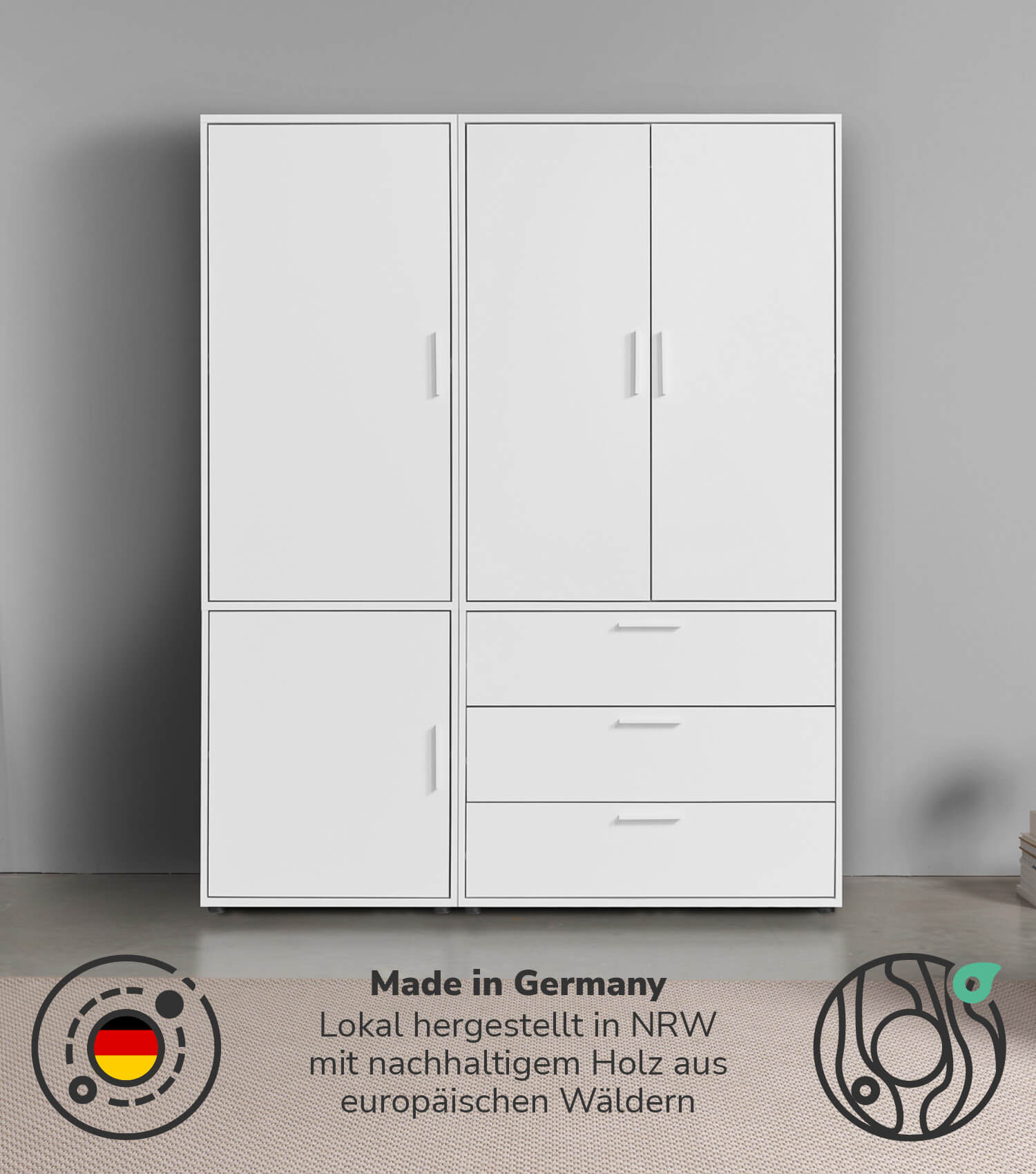 Armoire de rangement en bois - Kleiderschrank Garderobenschrank Schlafzimmerschrank Flurschrank