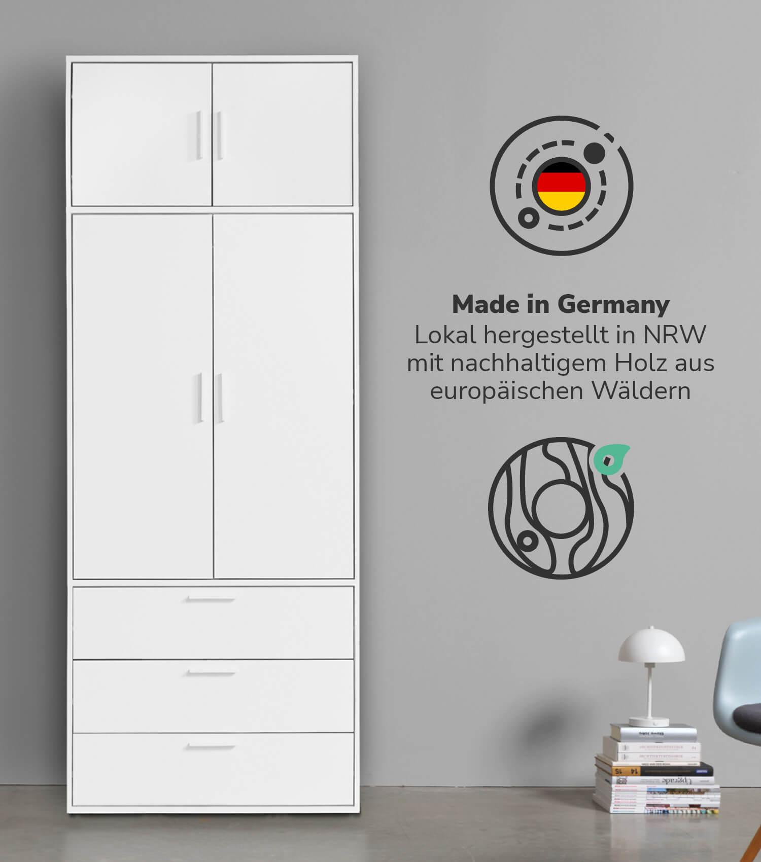 Armoire de rangement chambre à coucher, penderie modulable