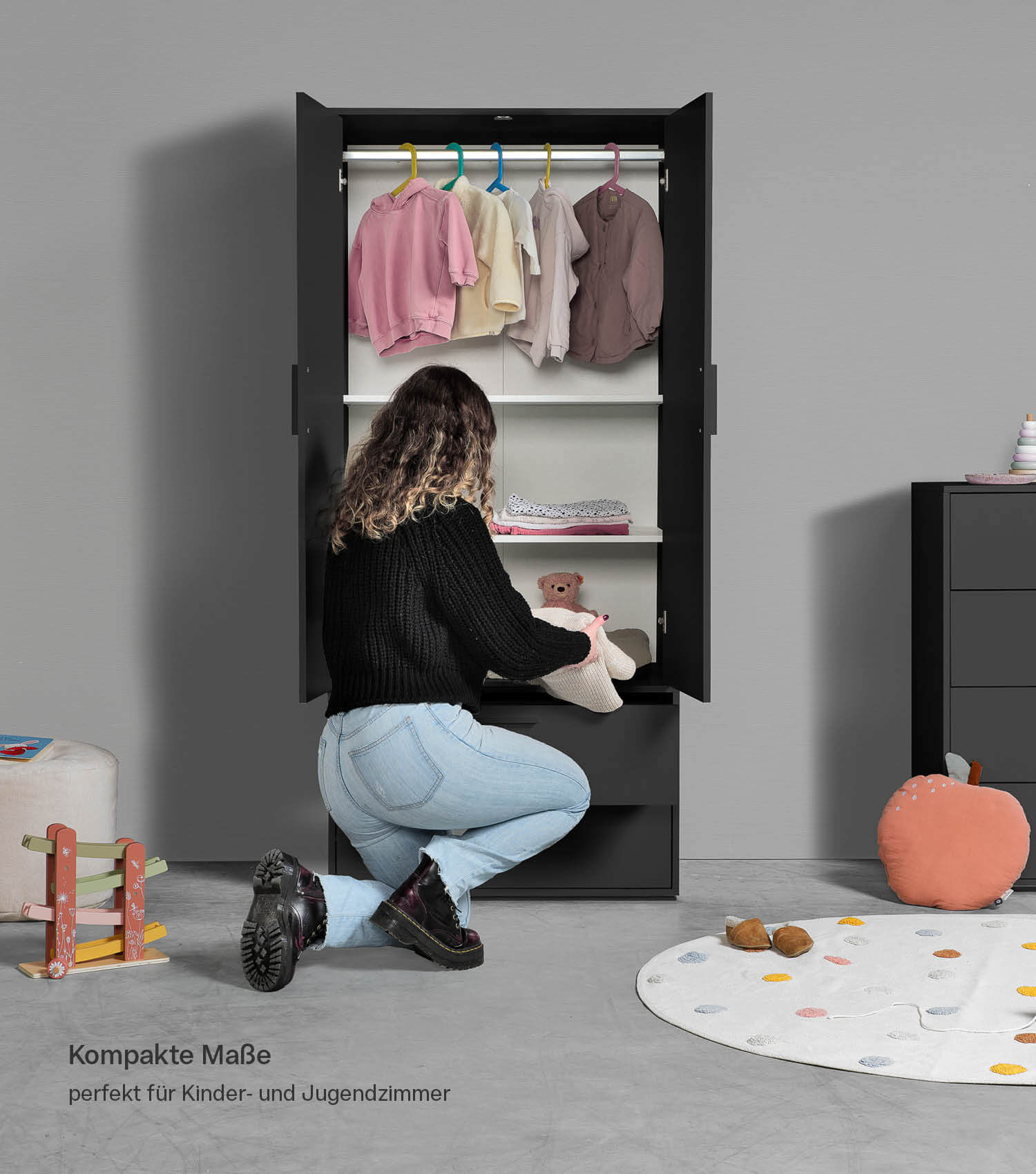 Armoire enfant pour chambre à coucher, rangement vêtements 