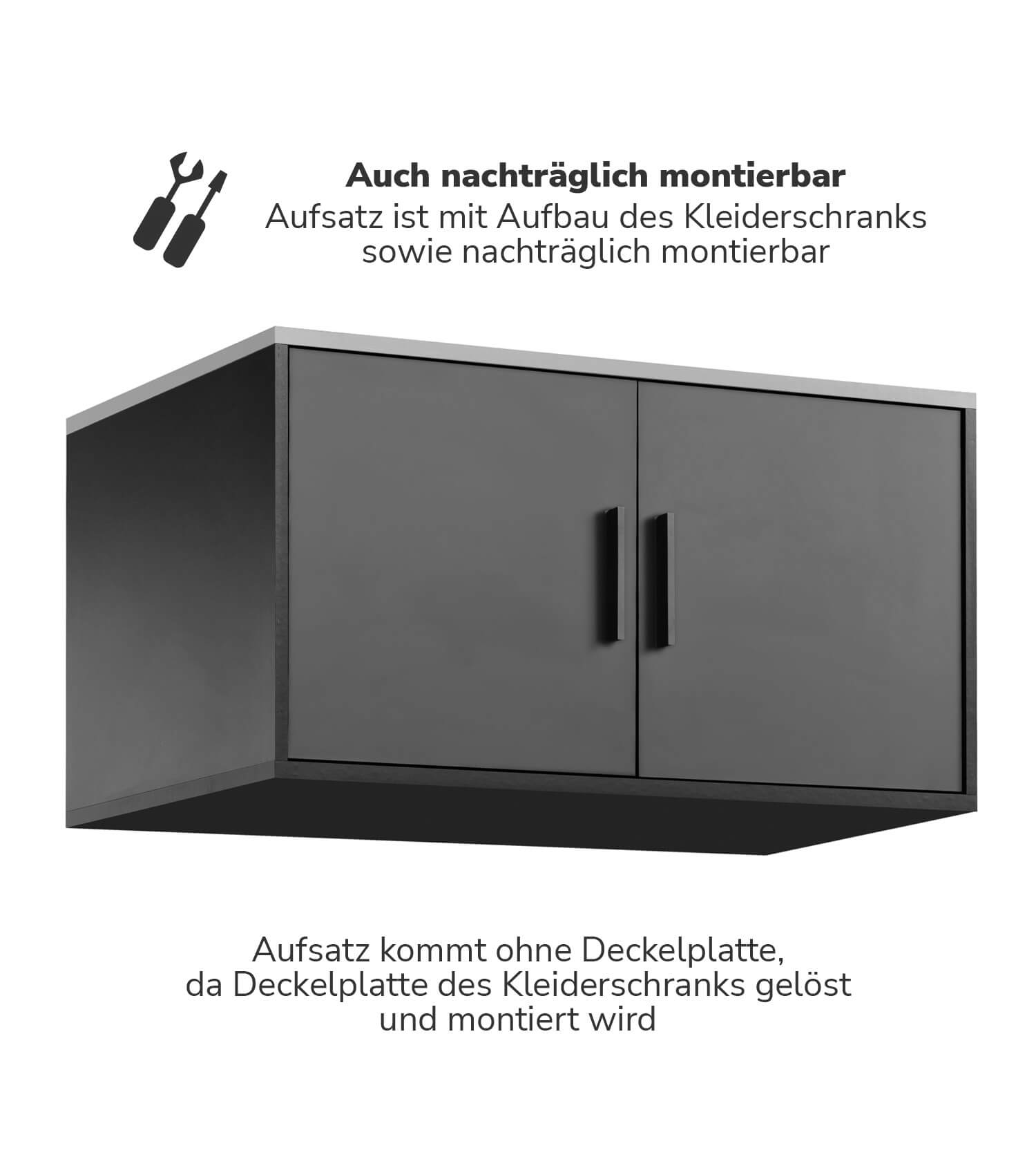 Dessus d'armoire à 2 portes en chêne anthracite - mokebo KSA1.90
