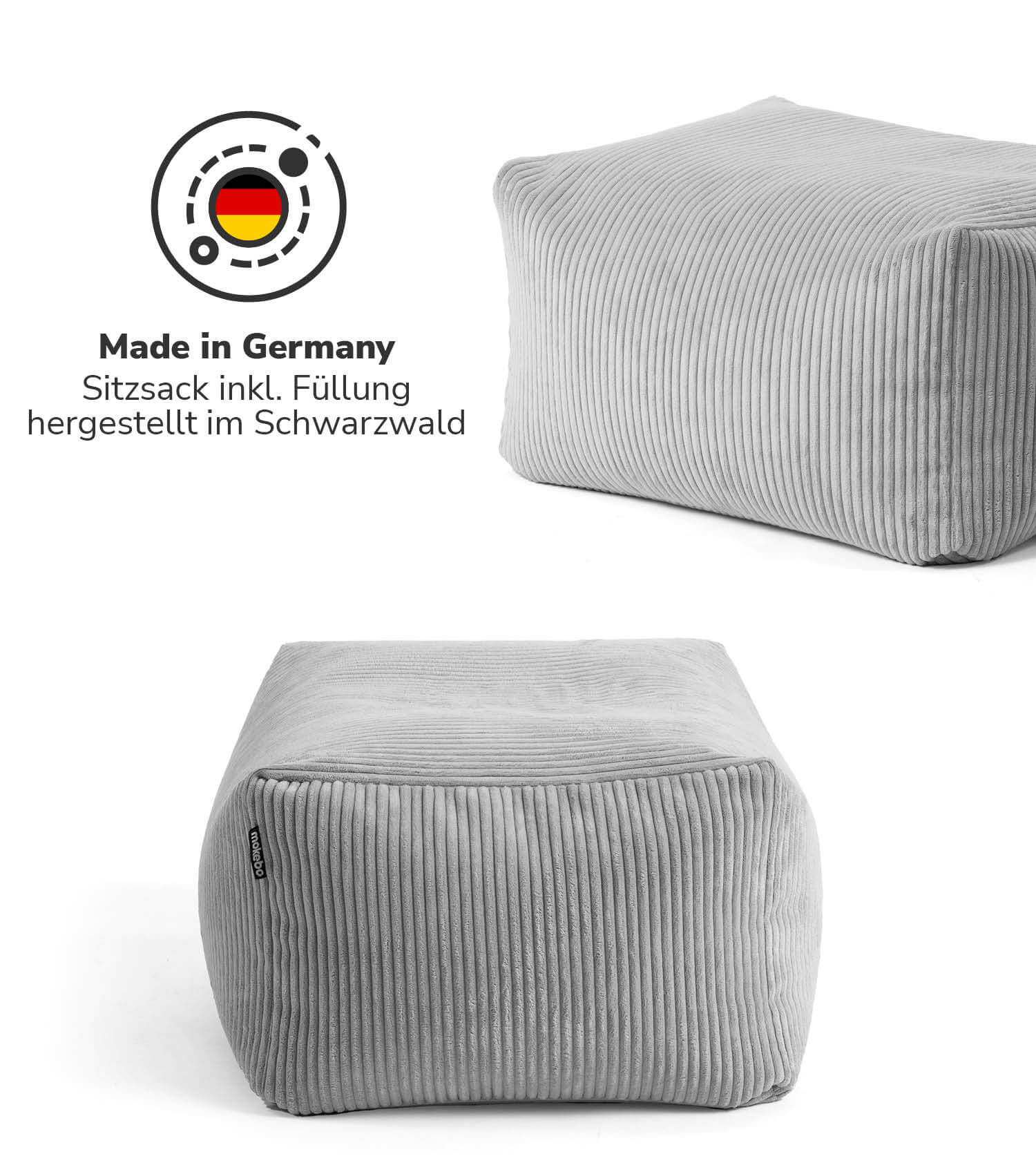 Pouf intérieur tabouret coussin d'assise coussin de sol 'Der Ruhestifter' repose-pieds carré