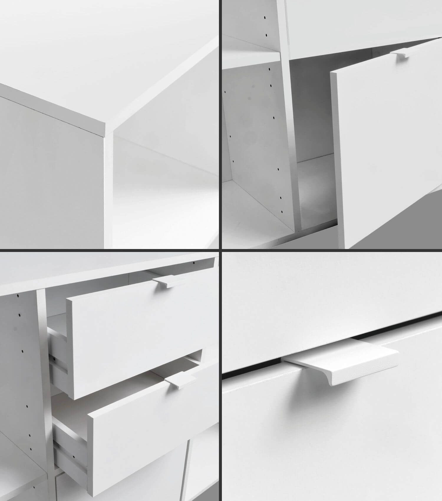 Bureau d'angle avec plateau informatique pour enfant, finition blanc perlé
