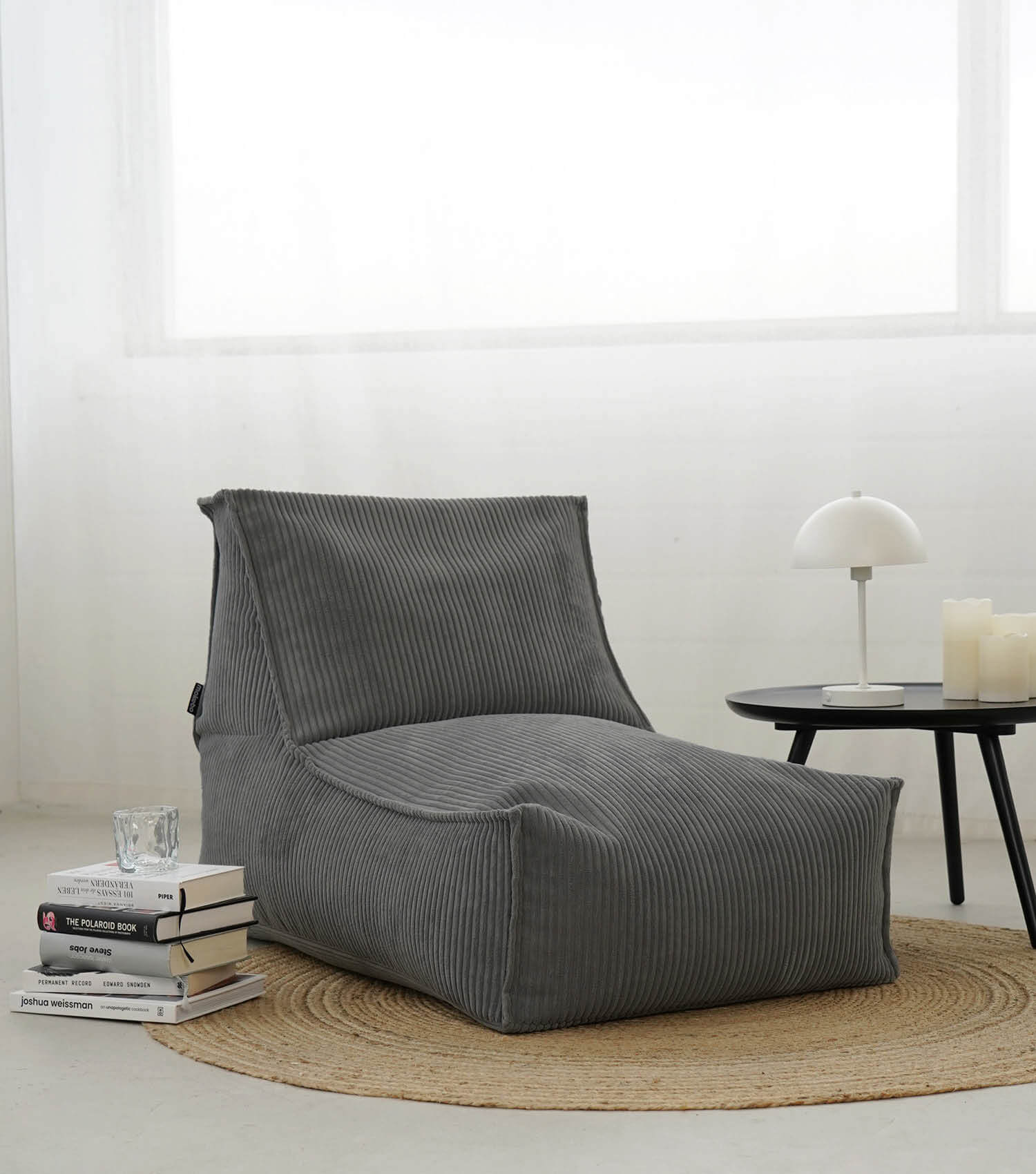 Pouf géant XXL + repose-pieds pour enfants et adultes avec rembourrage 'Der Gelassene'