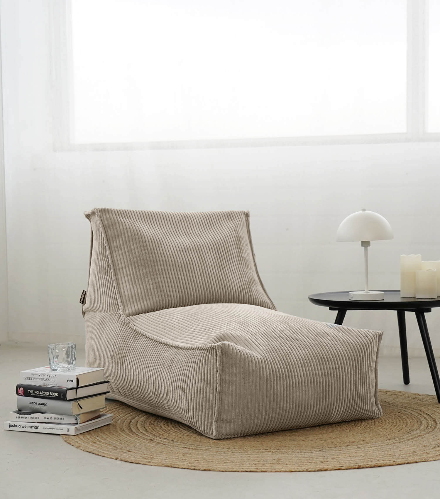 Pouf géant XXL + repose-pieds pour enfants et adultes avec rembourrage 'Der Gelassene'