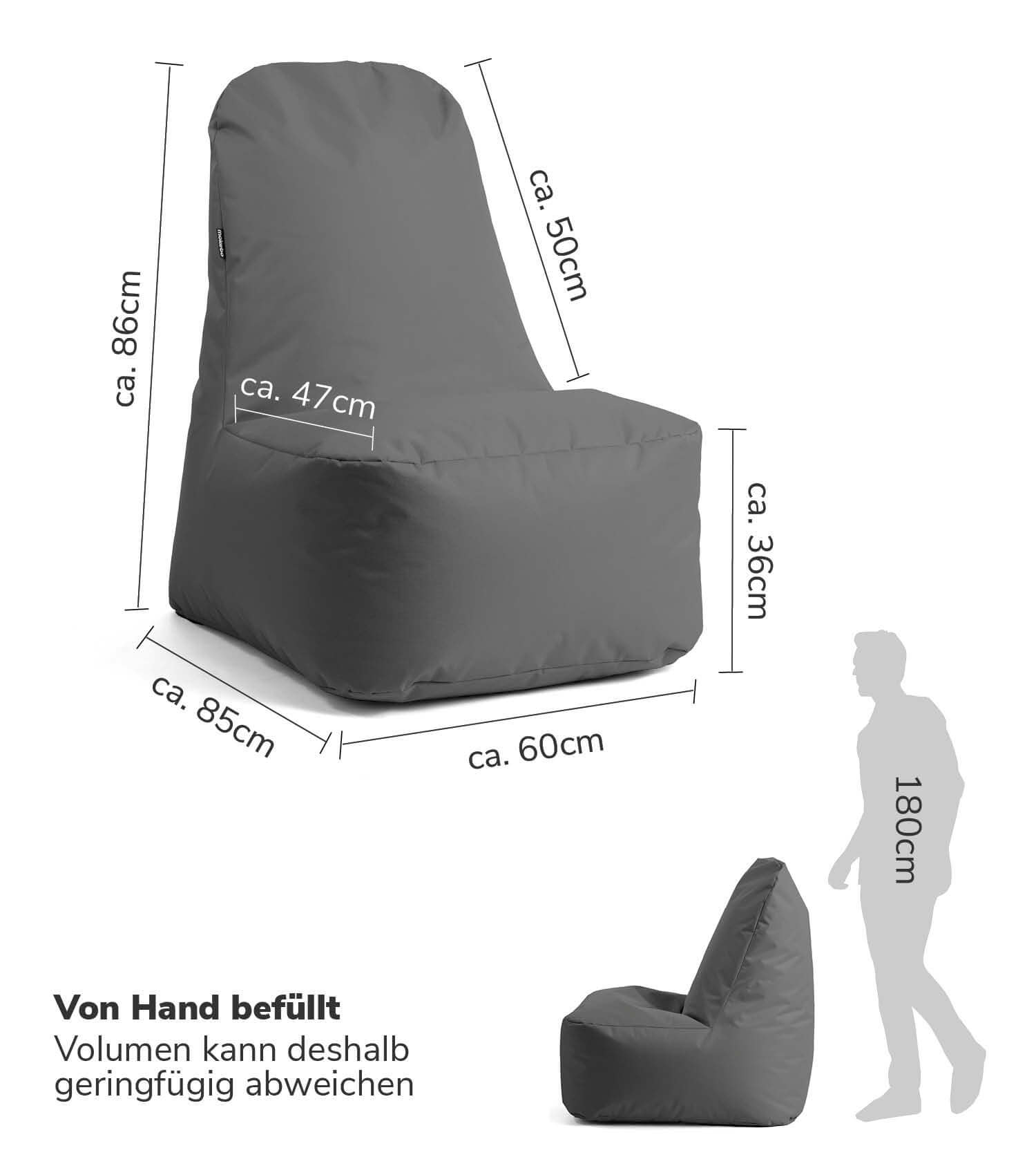 Pouf poire enfant gaming avec housse amovible, coloris anthracite
