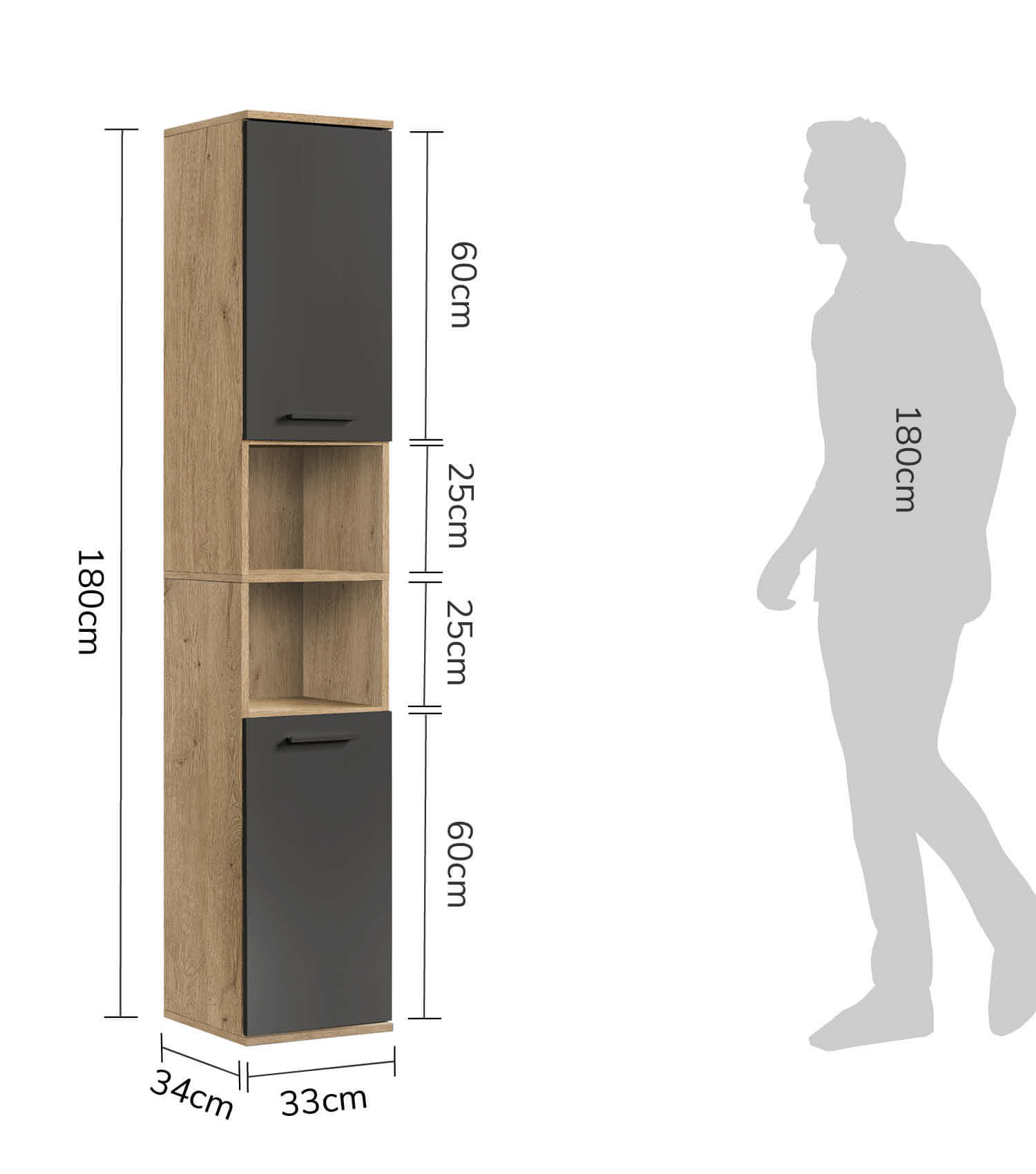 Armoire de salle de bain haute Badschrank rangement salle de bain Schrank