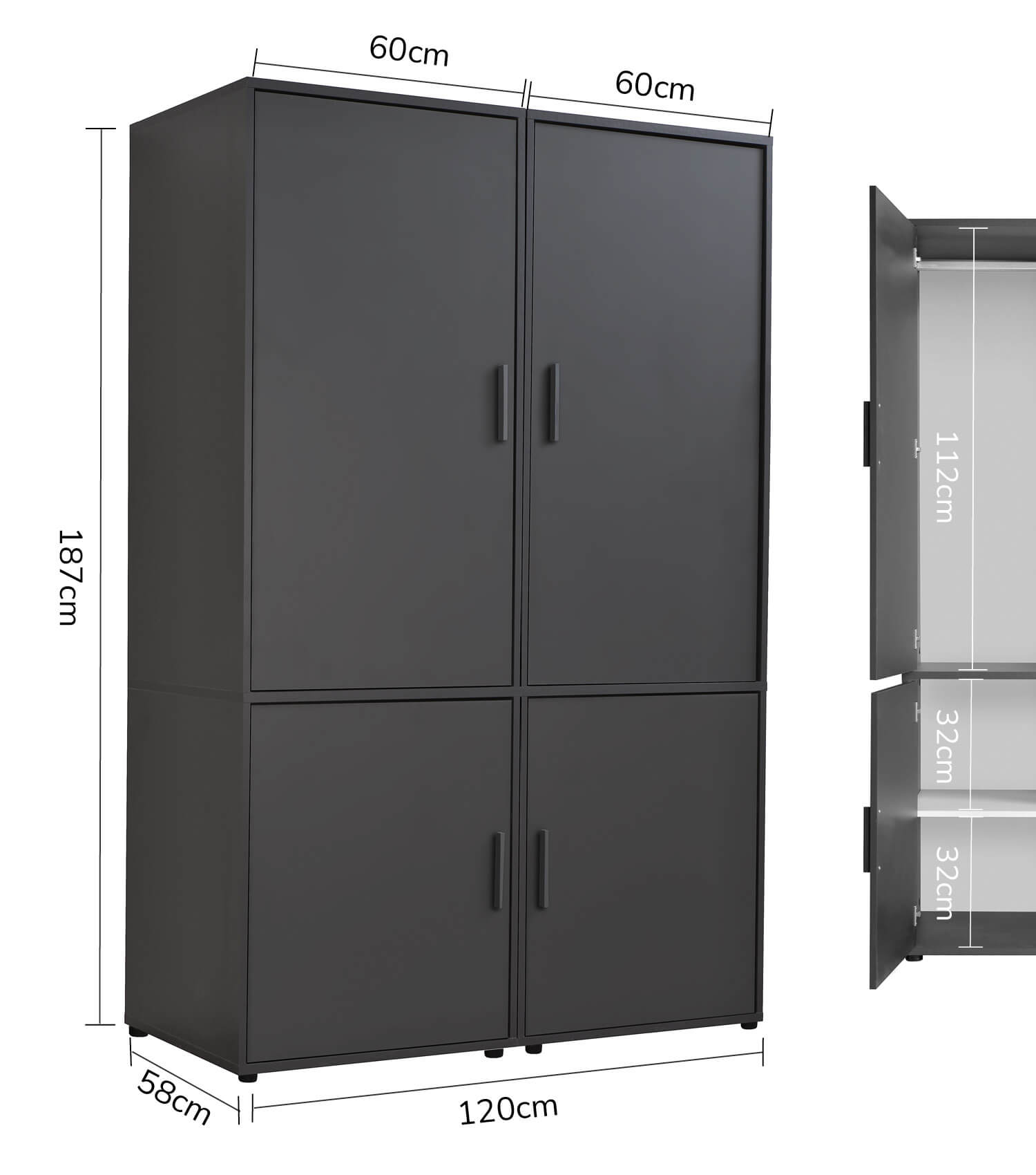 Armoire penderie chambre à coucher couloir - mobilier de rangement