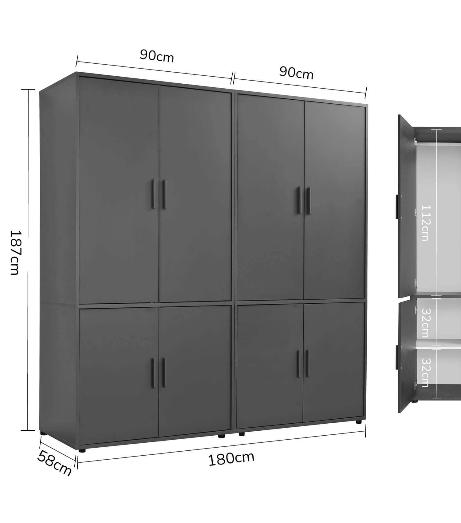Armoire de rangement chambre à coucher couloir chêne 