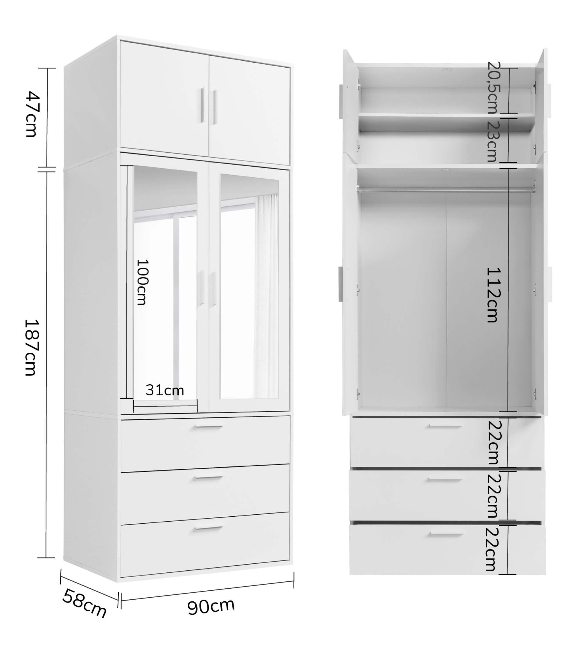 Armoire penderie chambre à coucher meuble de rangement