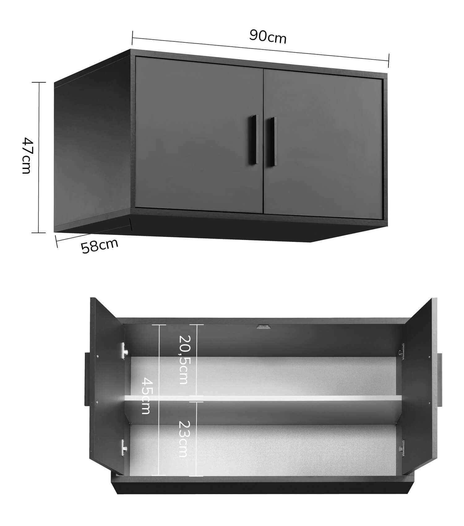Dessus d'armoire à 2 portes en chêne anthracite - mokebo KSA1.90