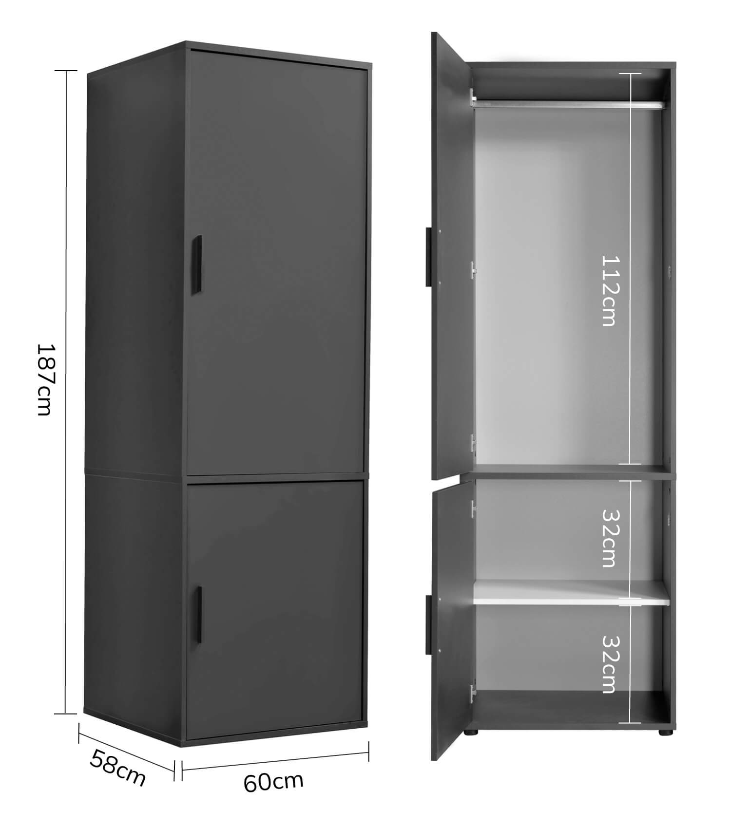 Armoire de rangement chambre et couloir avec portes - Kleiderschrank