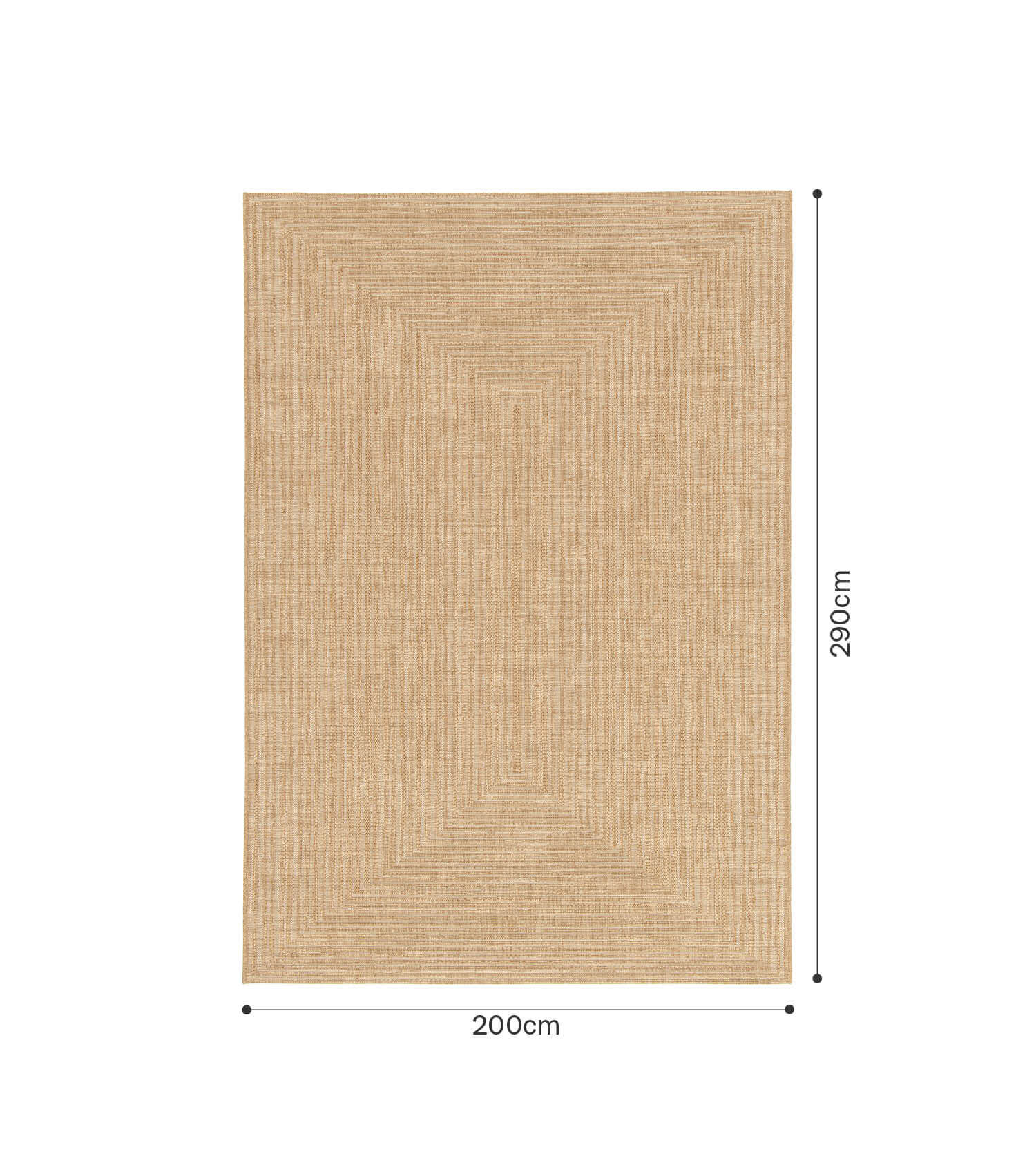 Tapis d'extérieur résistant aux intempéries ou tapis de salon, 200x290 cm, coloris naturel
