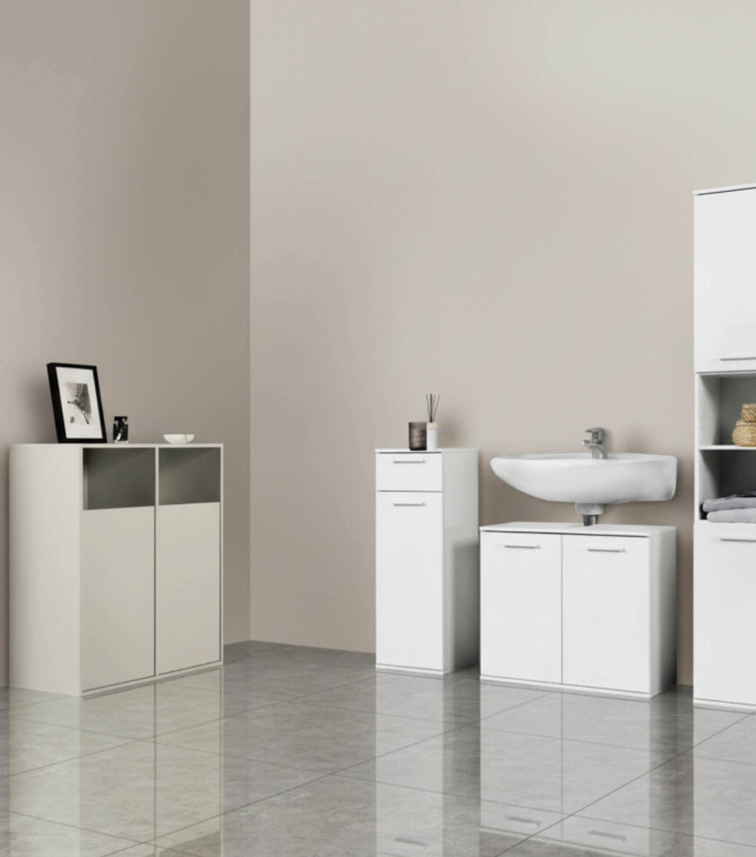 Panier à linge en bois avec séparations pour tri du linge, modèle Wäscheschrank