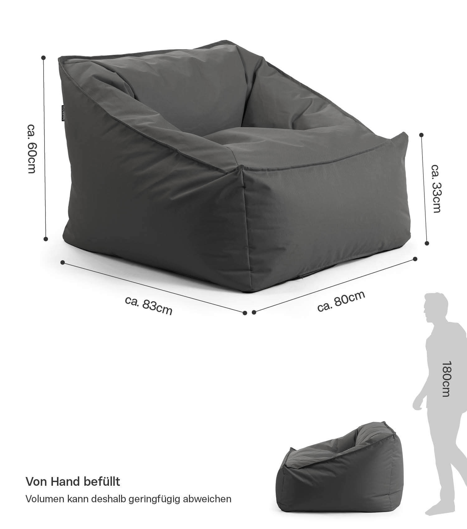 Pouf de sol bean bag gris anthracite, repose-pieds et siège de détente