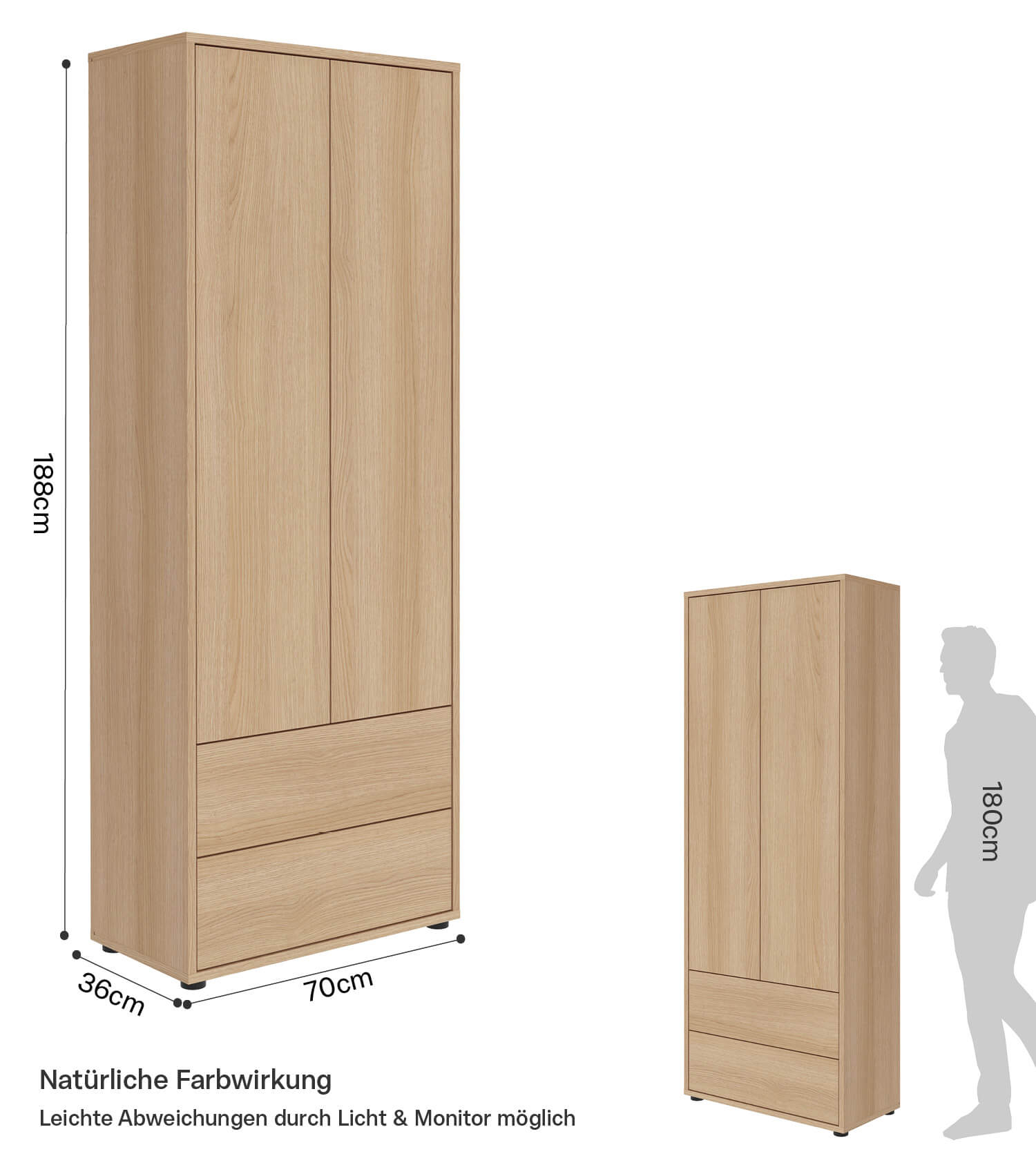 Armoire haute meuble salon verre chêne buffet rangement
