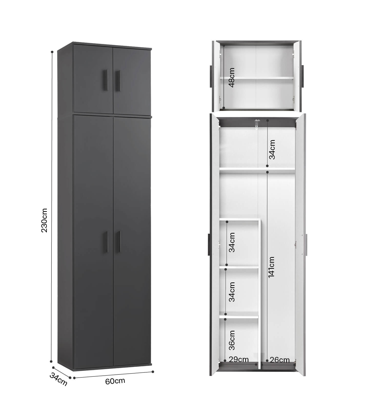 Armoire polyvalente haute range-chaussures placard d'entrée meuble de rangement 