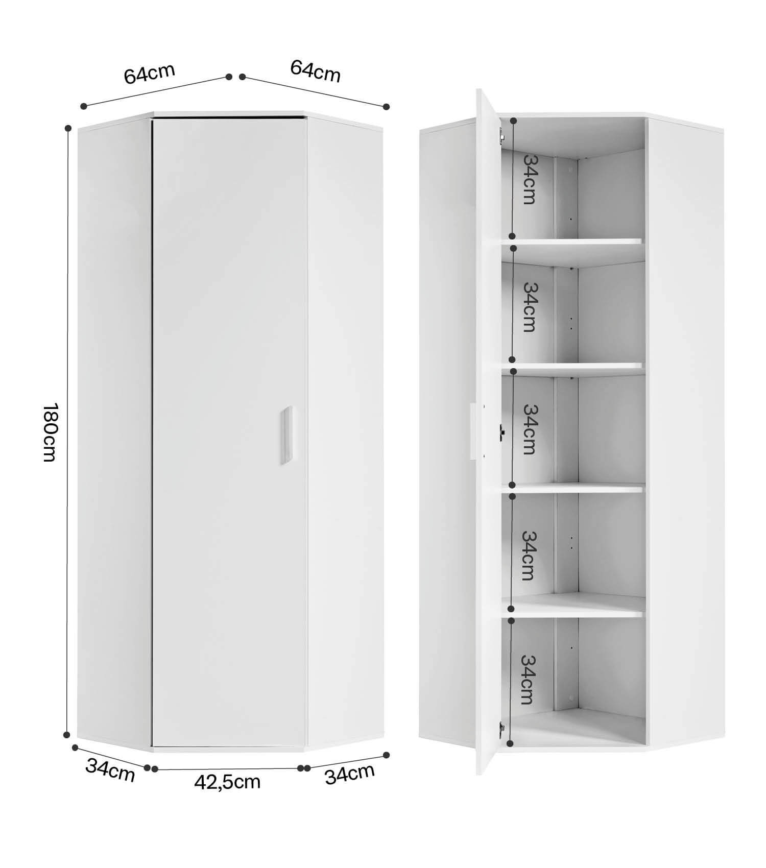 Armoire d'angle 'Der Lange' aussi utilisable en meuble polyvalent ou classeur 