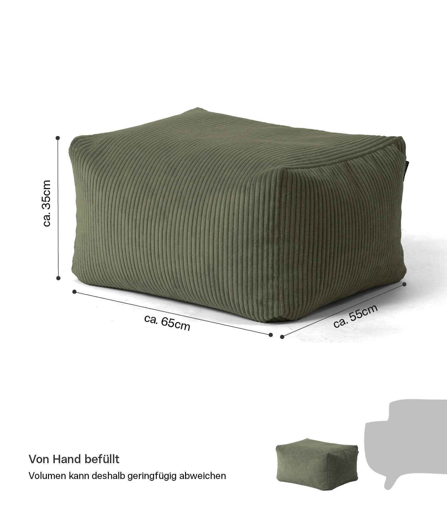 Pouf d'intérieur repose-pieds carré en 'Der Ruhestifter'