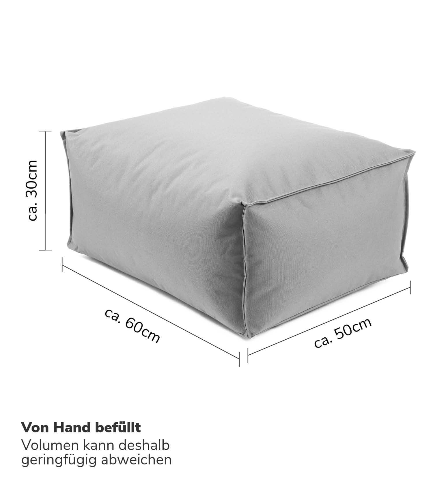 Pouf d'extérieur gris carré repose-pieds coussin de sol 'Der Ruhepouf'