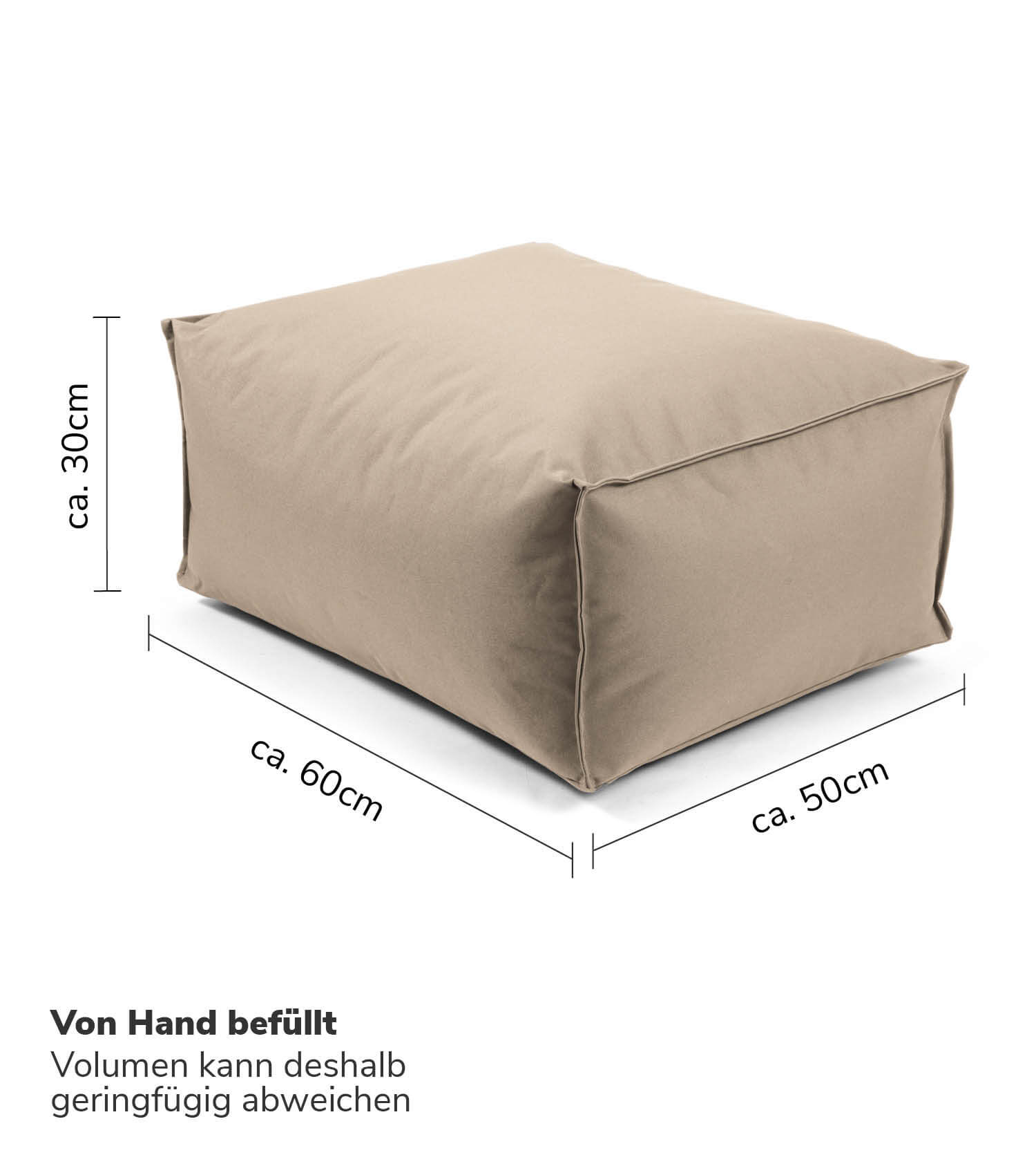 Pouf d'extérieur tabouret coussin de sol 'Der Ruhepouf' repose-pieds carré