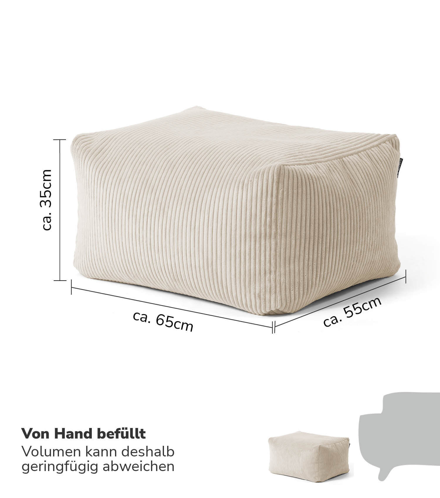Pouf d'intérieur tabouret de sol coussin 'Der Ruhestifter' repose-pieds carré