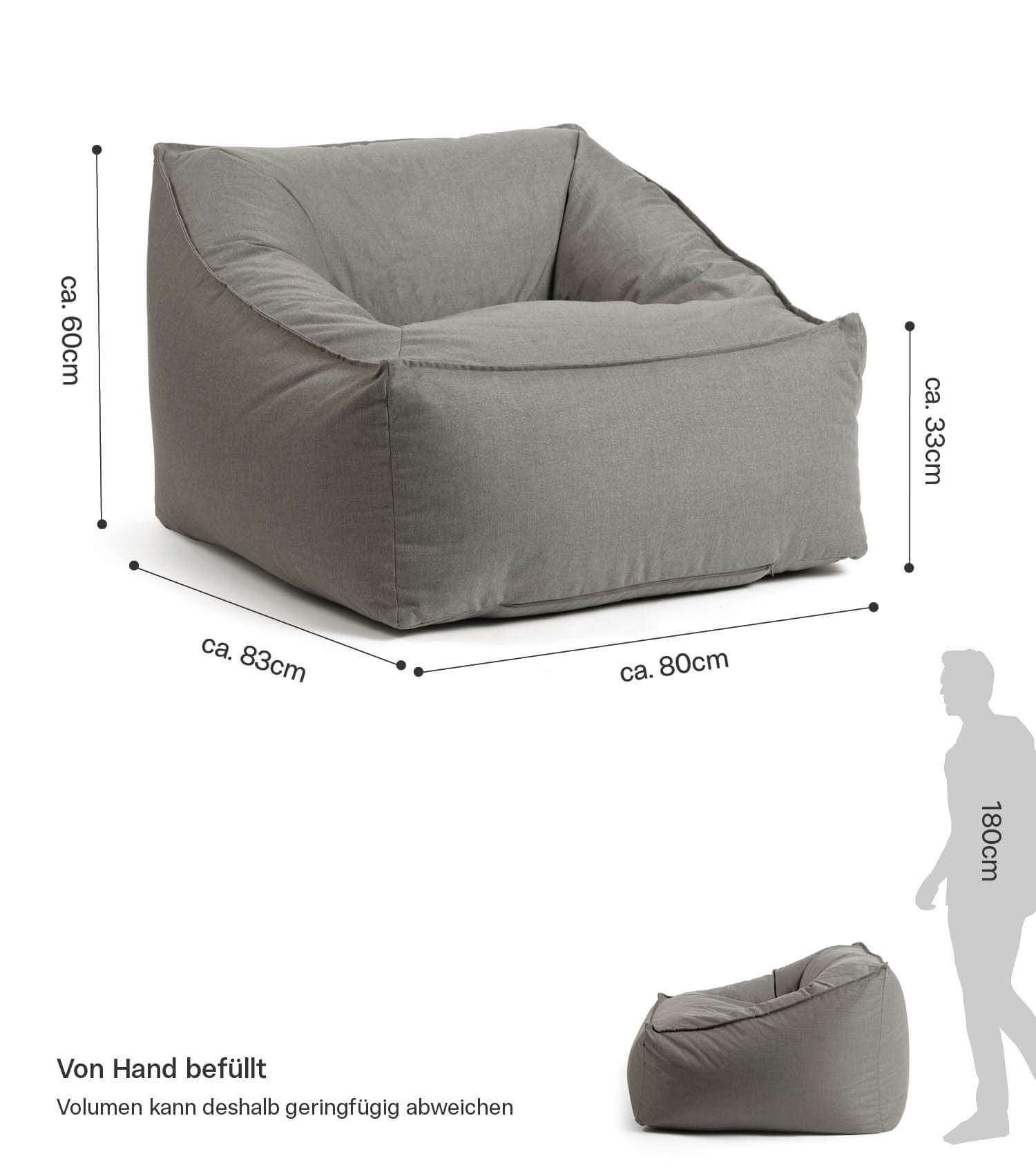 Pouf de sol convertible bean bag gris clair mokebo